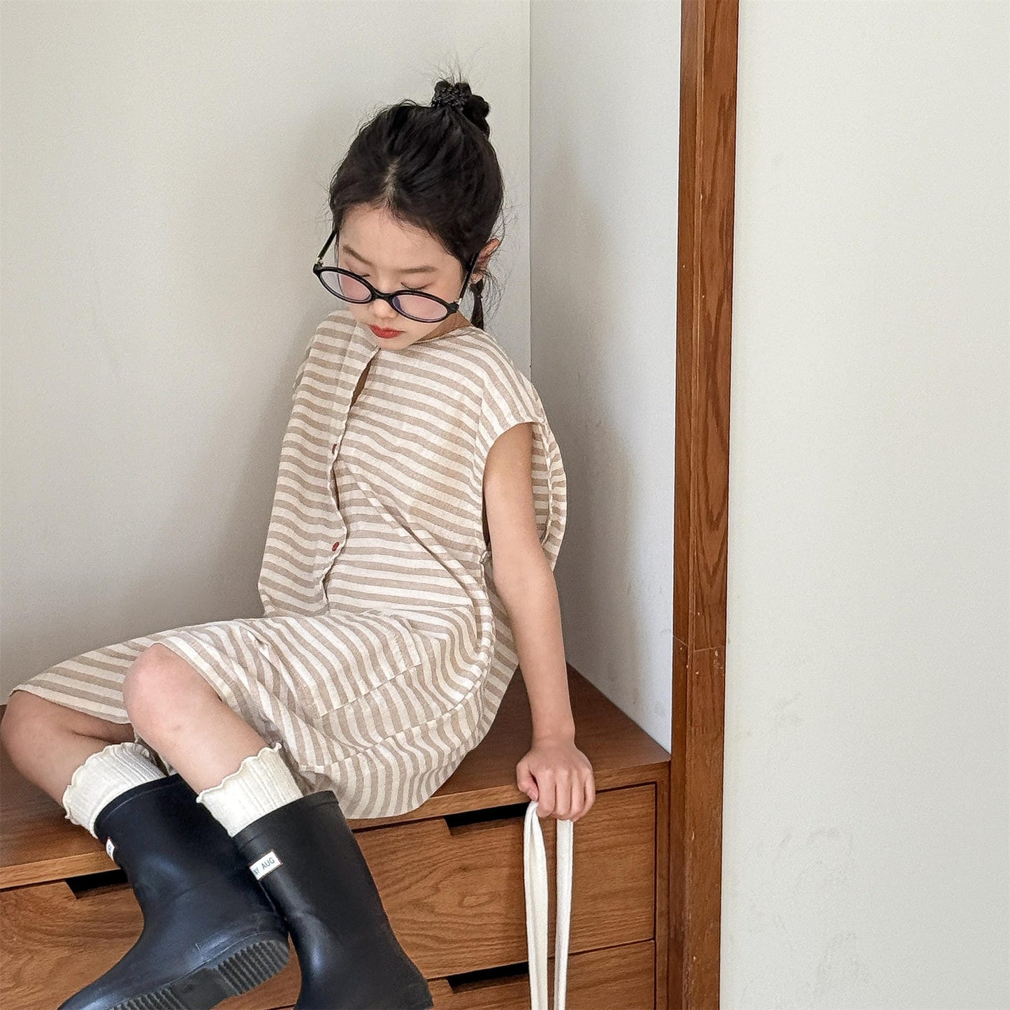 Striped Sleeveless All-in-one ボーダー ノースリーブジャンプスーツ【mh0013219】 ADbaby ノースリーブジャンプスーツ