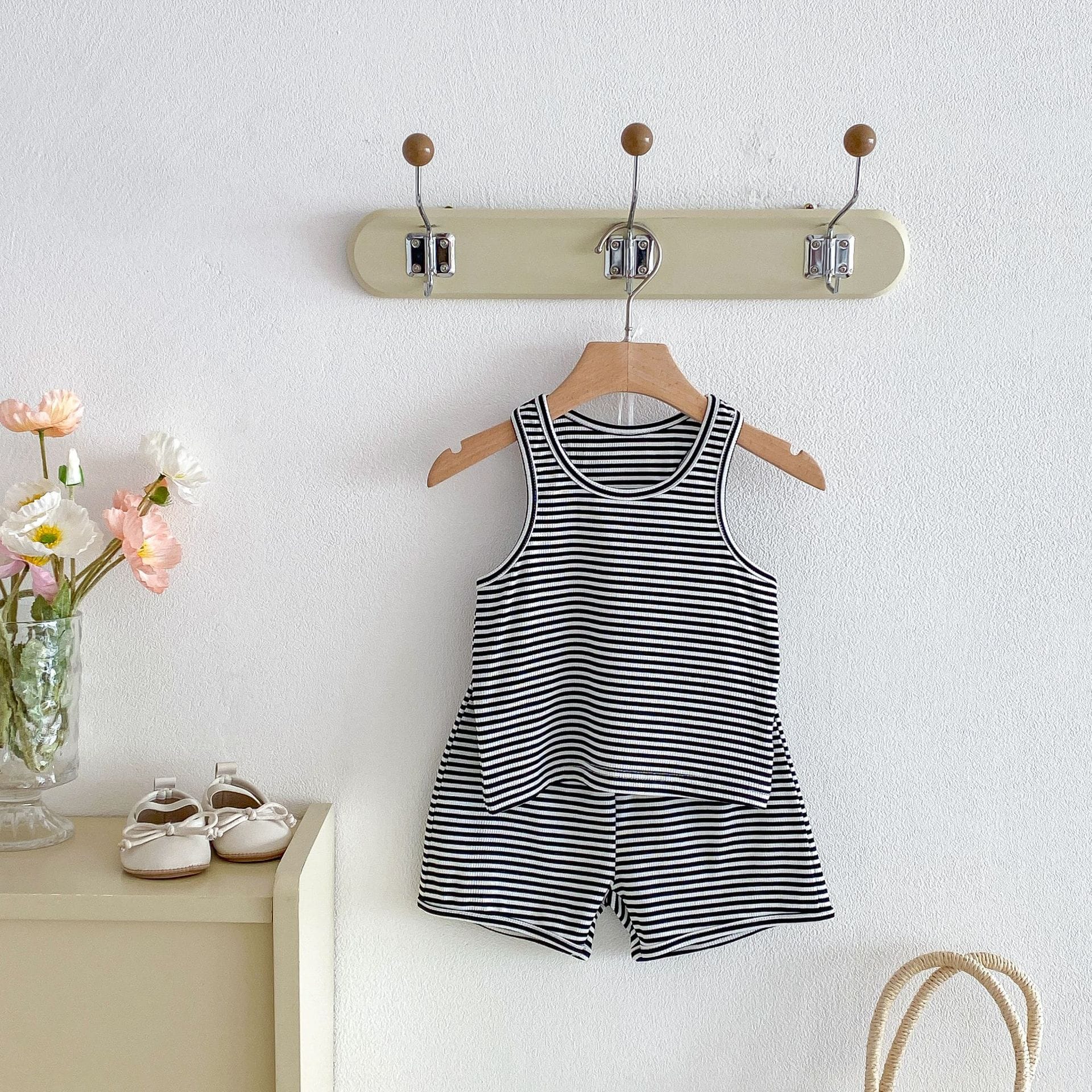Striped Sleeveless Vest Shorts Set ボーダー ノースリーブ セットアップ【mh0012715】 angou ノースリーブセットアップ