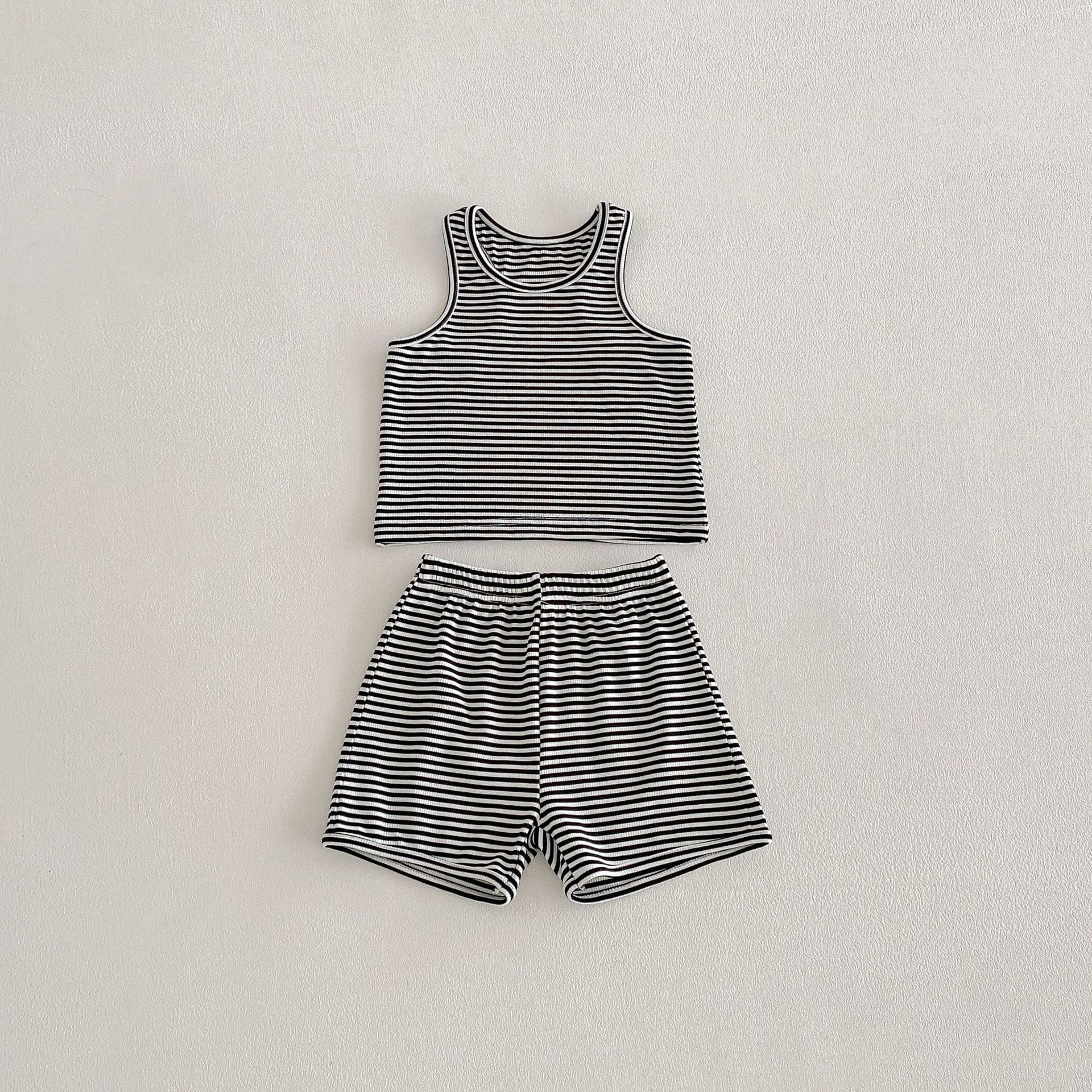 Striped Sleeveless Vest Shorts Set ボーダー ノースリーブ セットアップ【mh0012715】 angou ノースリーブセットアップ