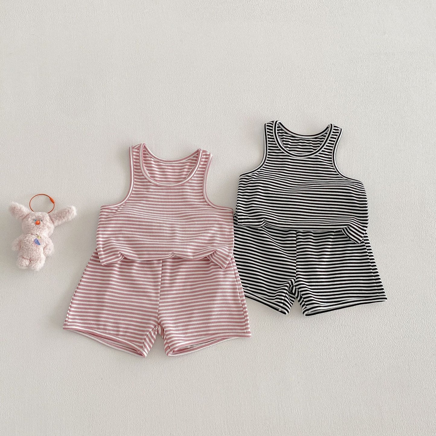 Striped Sleeveless Vest Shorts Set ボーダー ノースリーブ セットアップ【mh0012715】 angou ノースリーブセットアップ
