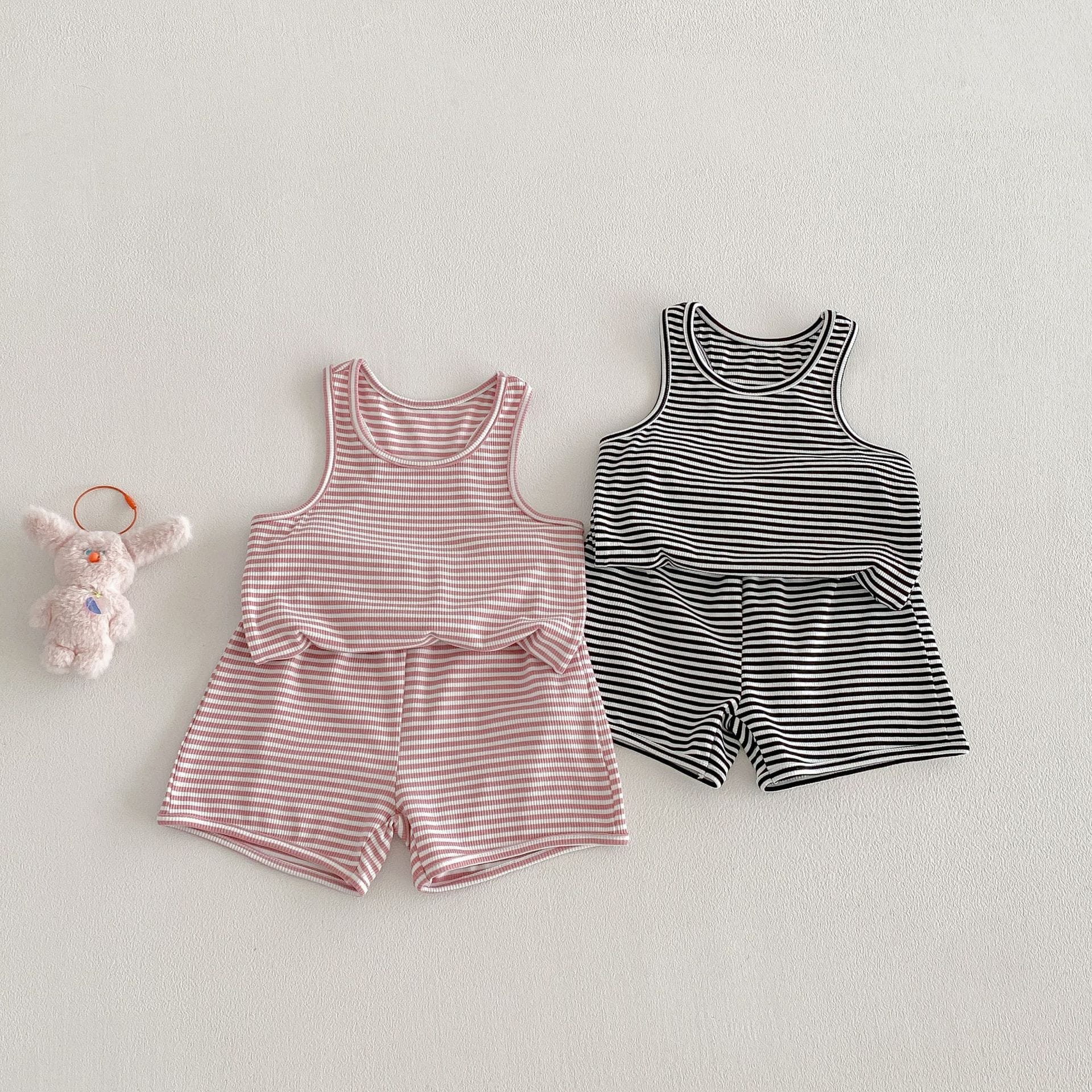 Striped Sleeveless Vest Shorts Set ボーダー ノースリーブ セットアップ【mh0012715】 angou ノースリーブセットアップ