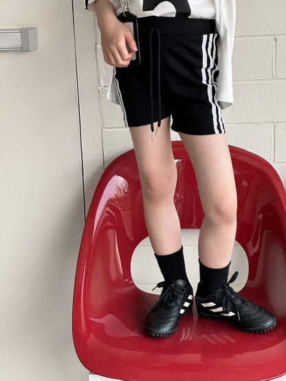 Striped Sporty Shorts ライン ショートパンツ【mh0013078】 Black / 100cm mamahalo kids ハーフパンツ・ショートパンツ