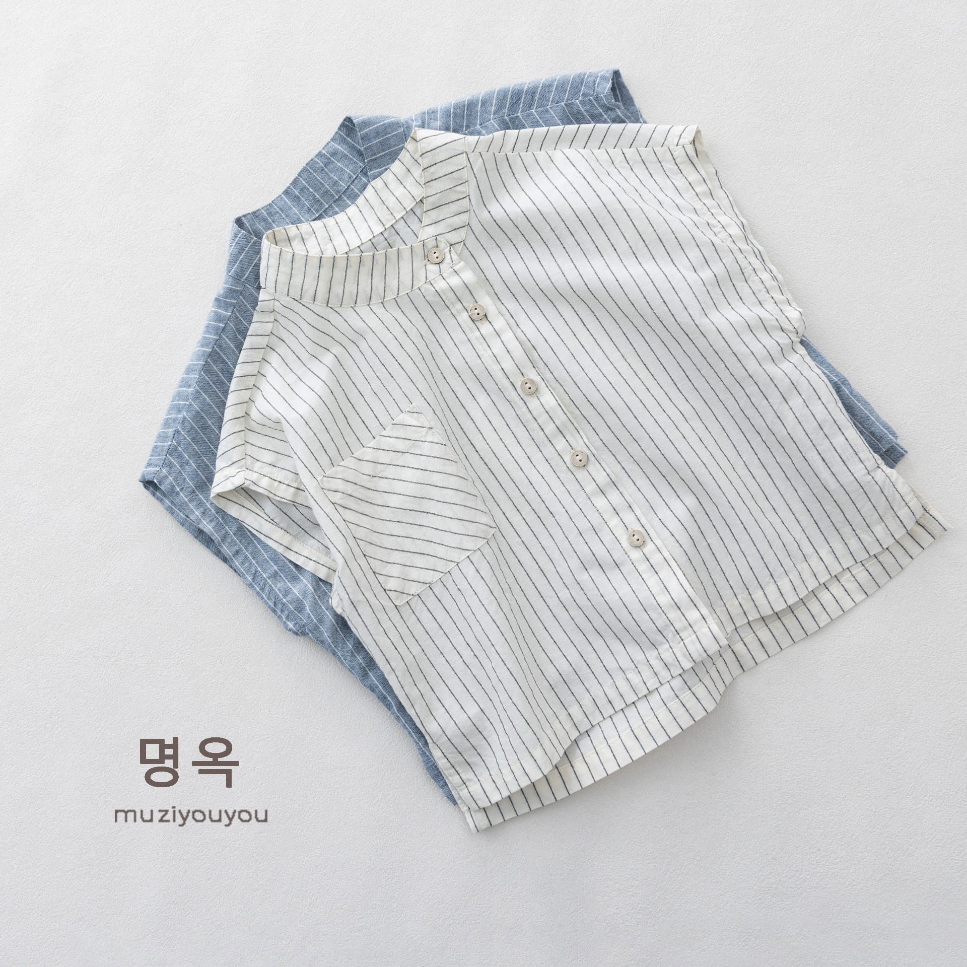 Striped Stand Collar Sleeveless Shirt ストライプ フレンチスリーブブラウス【mh0013153】 명옥 muziyouyou タンクトップ・キャミソール・ノースリーブトップス