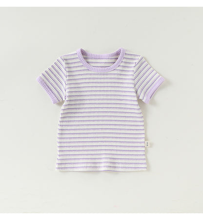 Striped T-Shirt + Shorts Set ボーダー柄トップス+パンツ セット【mh0012346】 Beitaoya