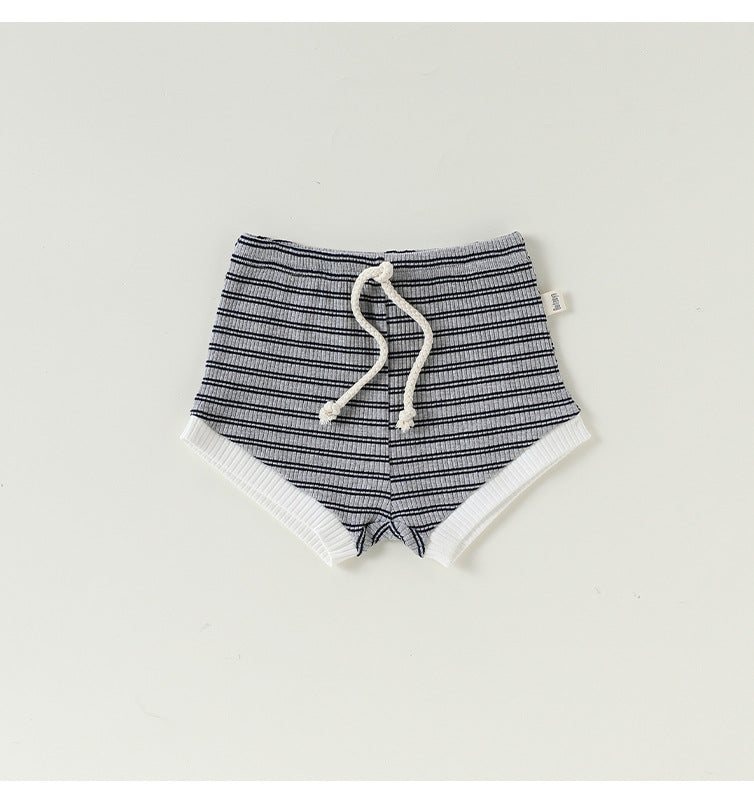 Striped T-Shirt + Shorts Set ボーダー柄トップス+パンツ セット【mh0012346】 Beitaoya