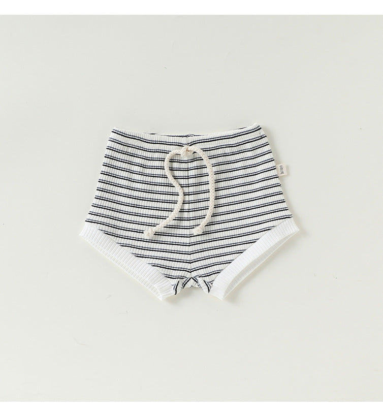 Striped T-Shirt + Shorts Set ボーダー柄トップス+パンツ セット【mh0012346】 Beitaoya