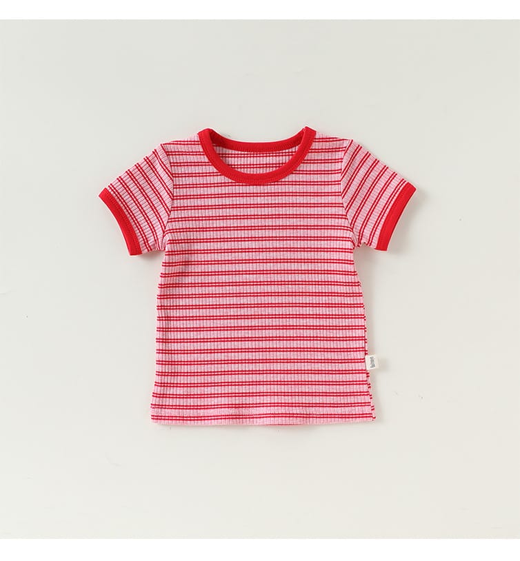 Striped Tee & Shorts Set ボーダー 半袖Tシャツ ショートパンツ セット【mh0013033】 Beitaoya 半袖セットアップ