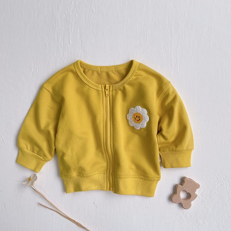 Sunflower Embroidered Jacket フラワー 刺繍 カーディガン【mh0012668】 Mustard Yellow / 73cm BBAMMA カーディガン・パーカー