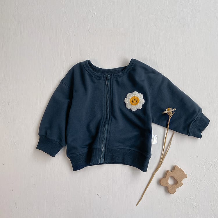 Sunflower Embroidered Jacket フラワー 刺繍 カーディガン【mh0012668】 Navy / 73cm BBAMMA カーディガン・パーカー