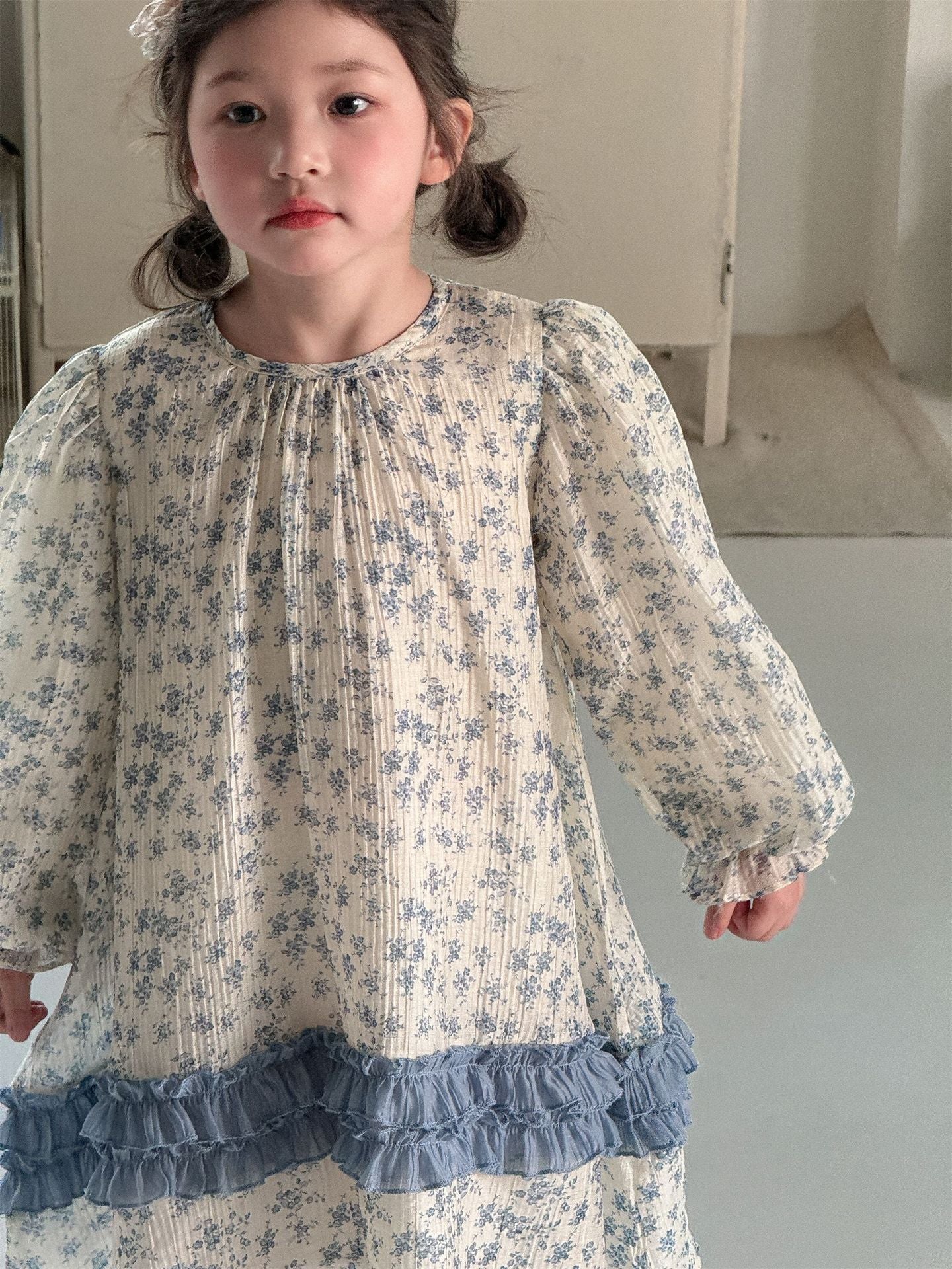 Sweet Floral Long Sleeve Dress 小花柄プリント 長袖ワンピース【mh0012277】 Laibaobao