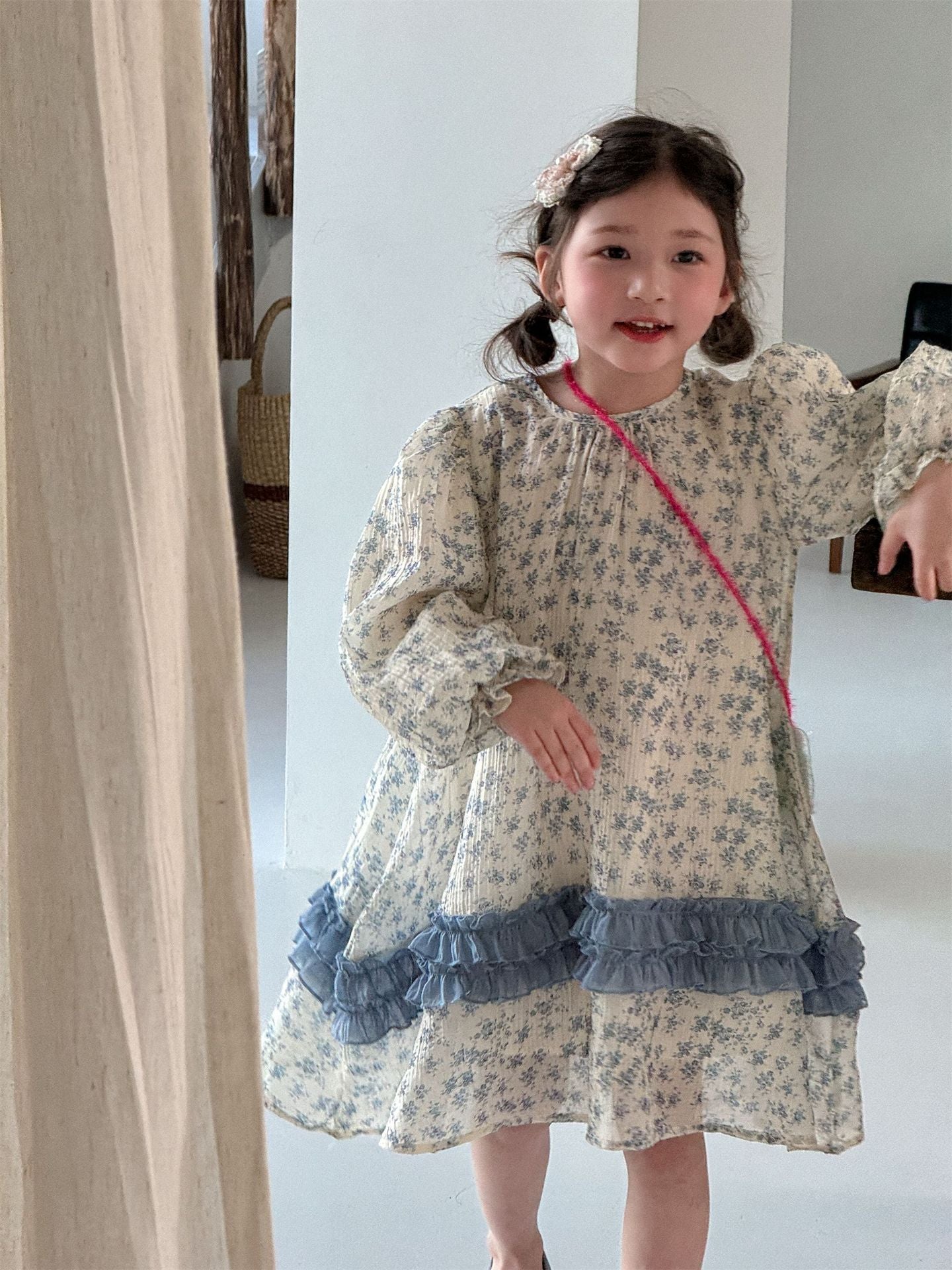 Sweet Floral Long Sleeve Dress 小花柄プリント 長袖ワンピース【mh0012277】 Laibaobao