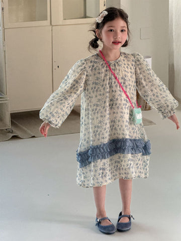 Sweet Floral Long Sleeve Dress 小花柄プリント 長袖ワンピース【mh0012277】 Laibaobao