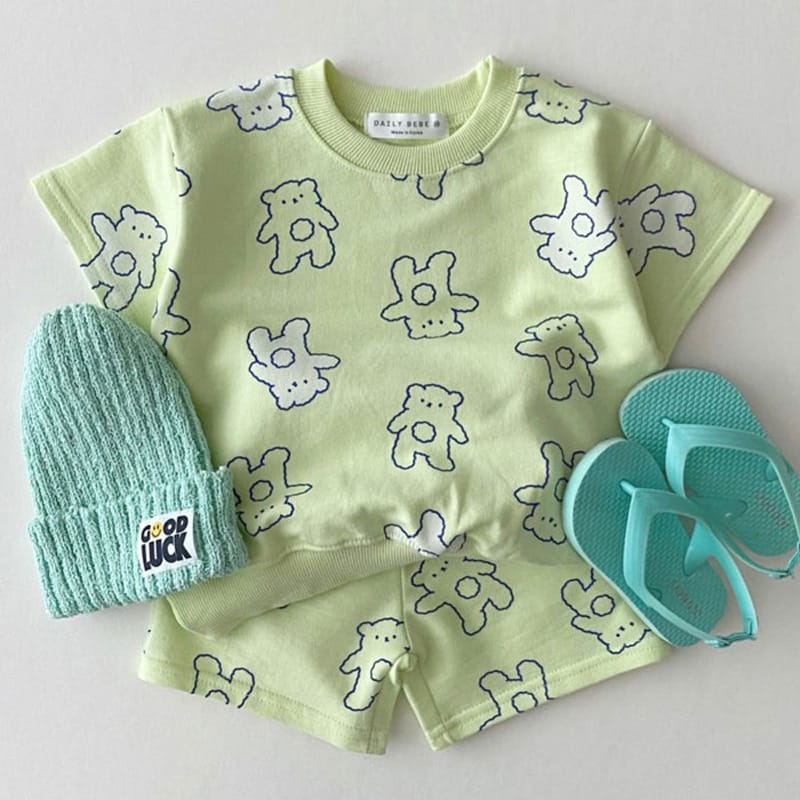 ベビー くま 総柄 半袖 Tシャツ ショートパンツ セット【mh0000475】 yi nian ni 半袖セットアップ