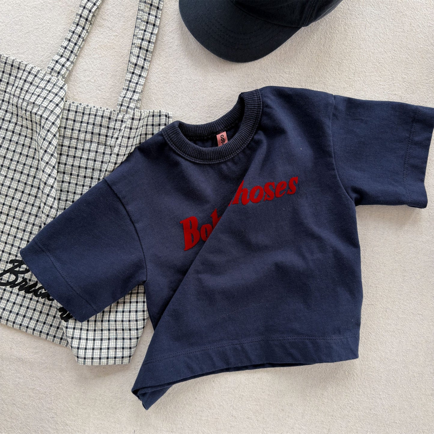 英字ロゴ ラウンドネック 半袖Tシャツ アメカジヴィンテージ【mh0013708】 Navy / 80cm ADbaby 半袖Tシャツ
