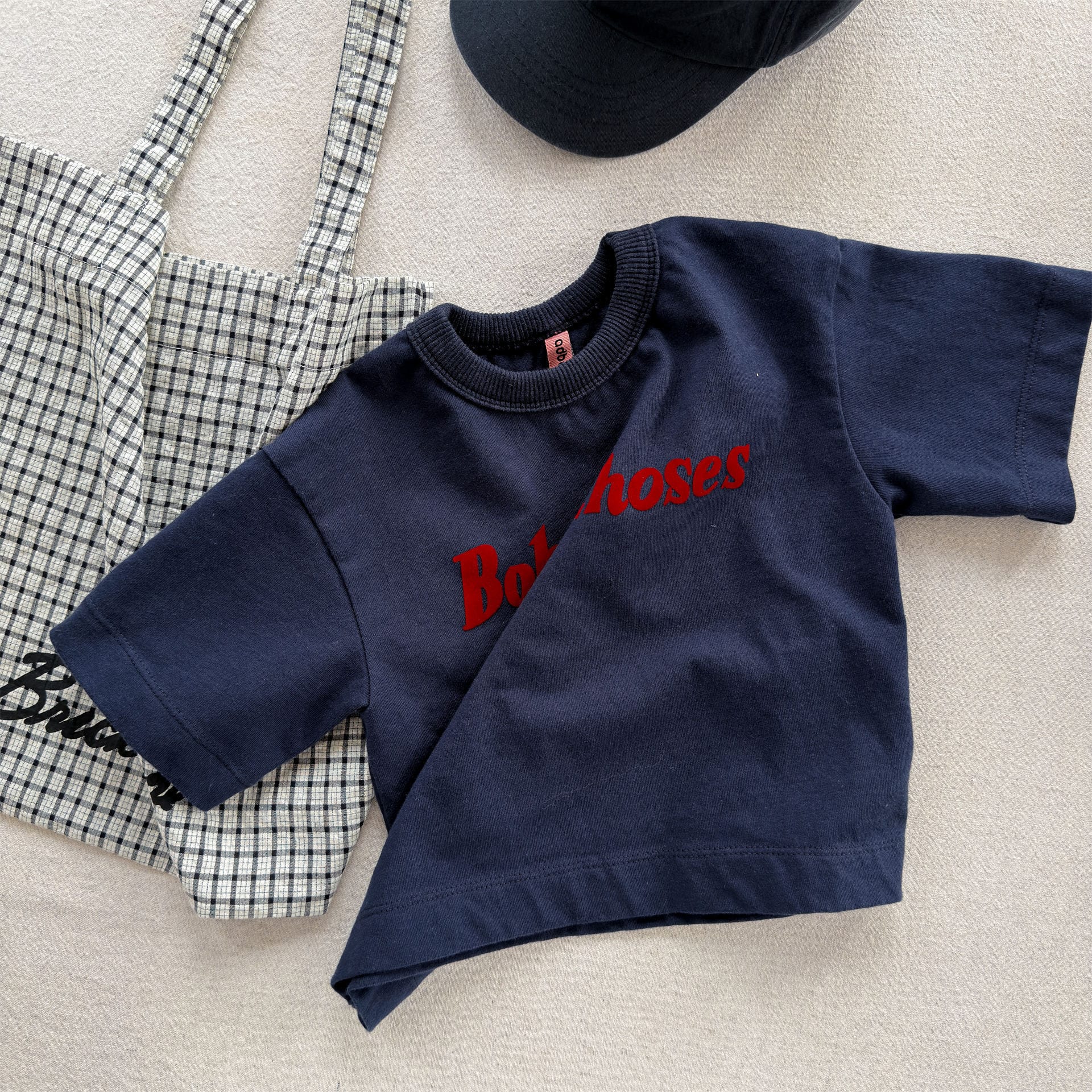 英字ロゴ ラウンドネック 半袖Tシャツ アメカジヴィンテージ【mh0013708】 Navy / 80cm ADbaby 半袖Tシャツ