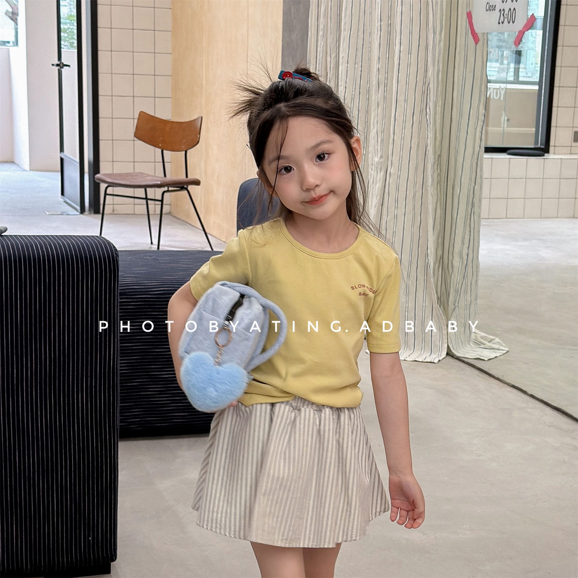 ワンポイントロゴ チェック 半袖Tシャツ【mh0013711】 ADbaby 半袖Tシャツ
