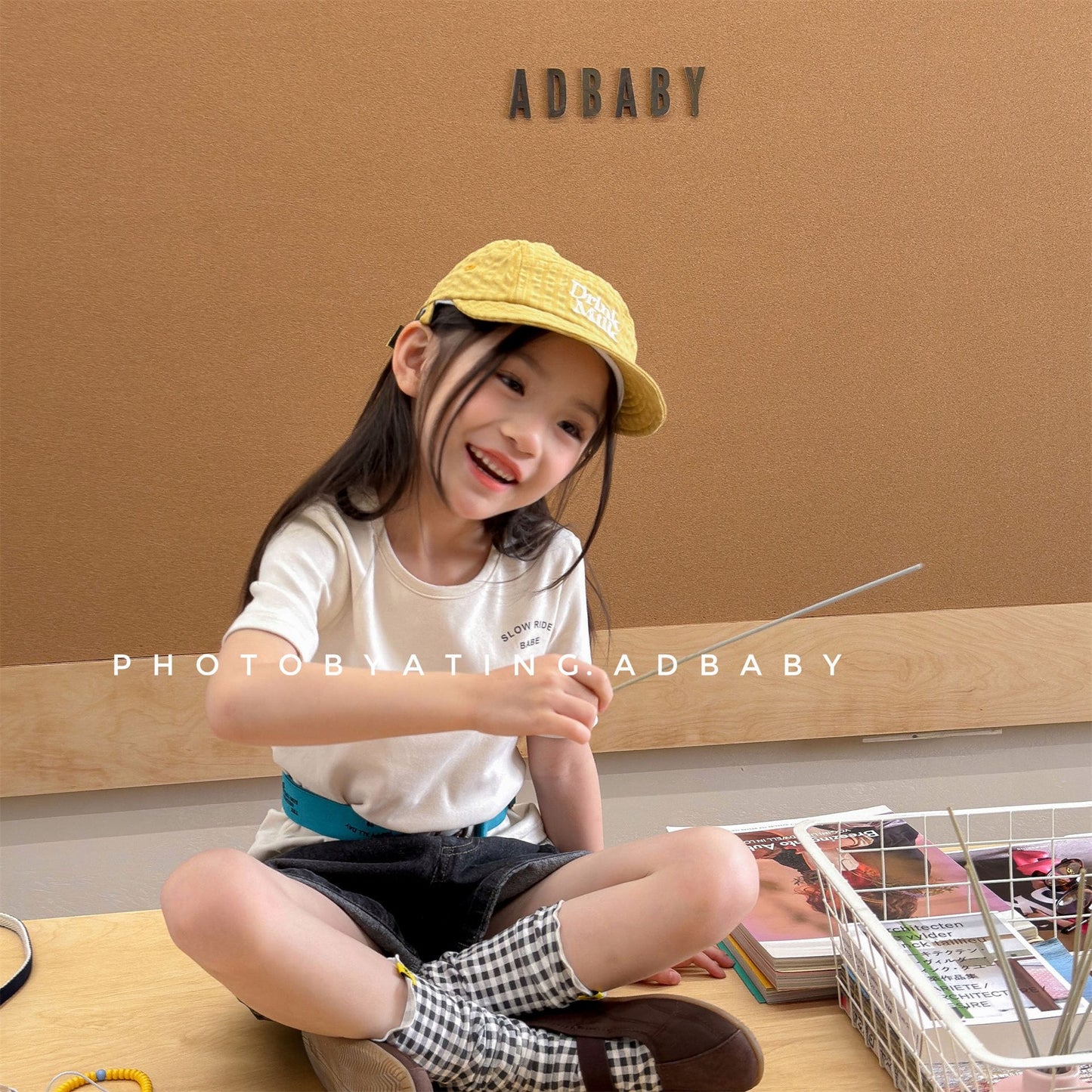 ワンポイントロゴ チェック 半袖Tシャツ【mh0013711】 ADbaby 半袖Tシャツ