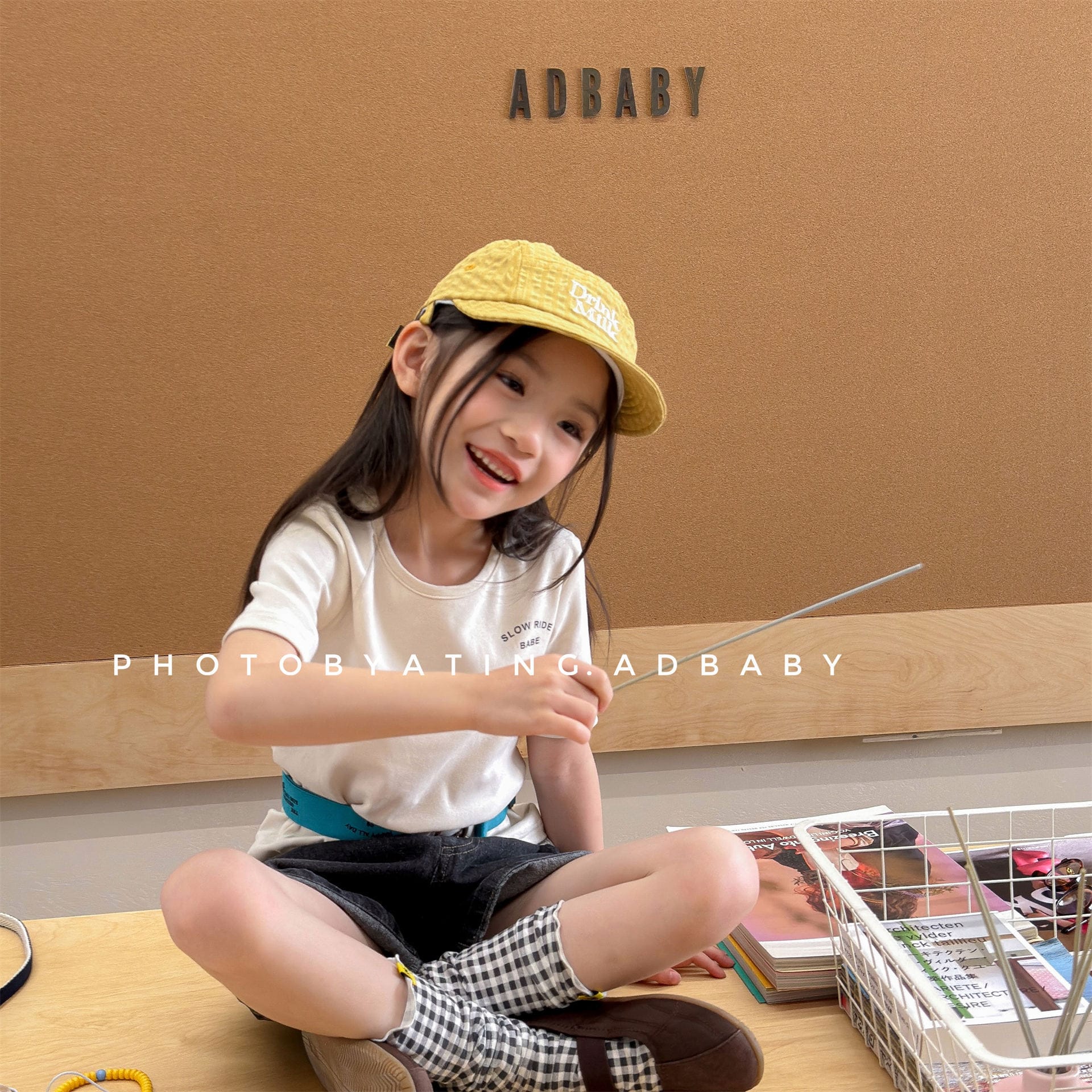 ワンポイントロゴ チェック 半袖Tシャツ【mh0013711】 ADbaby 半袖Tシャツ