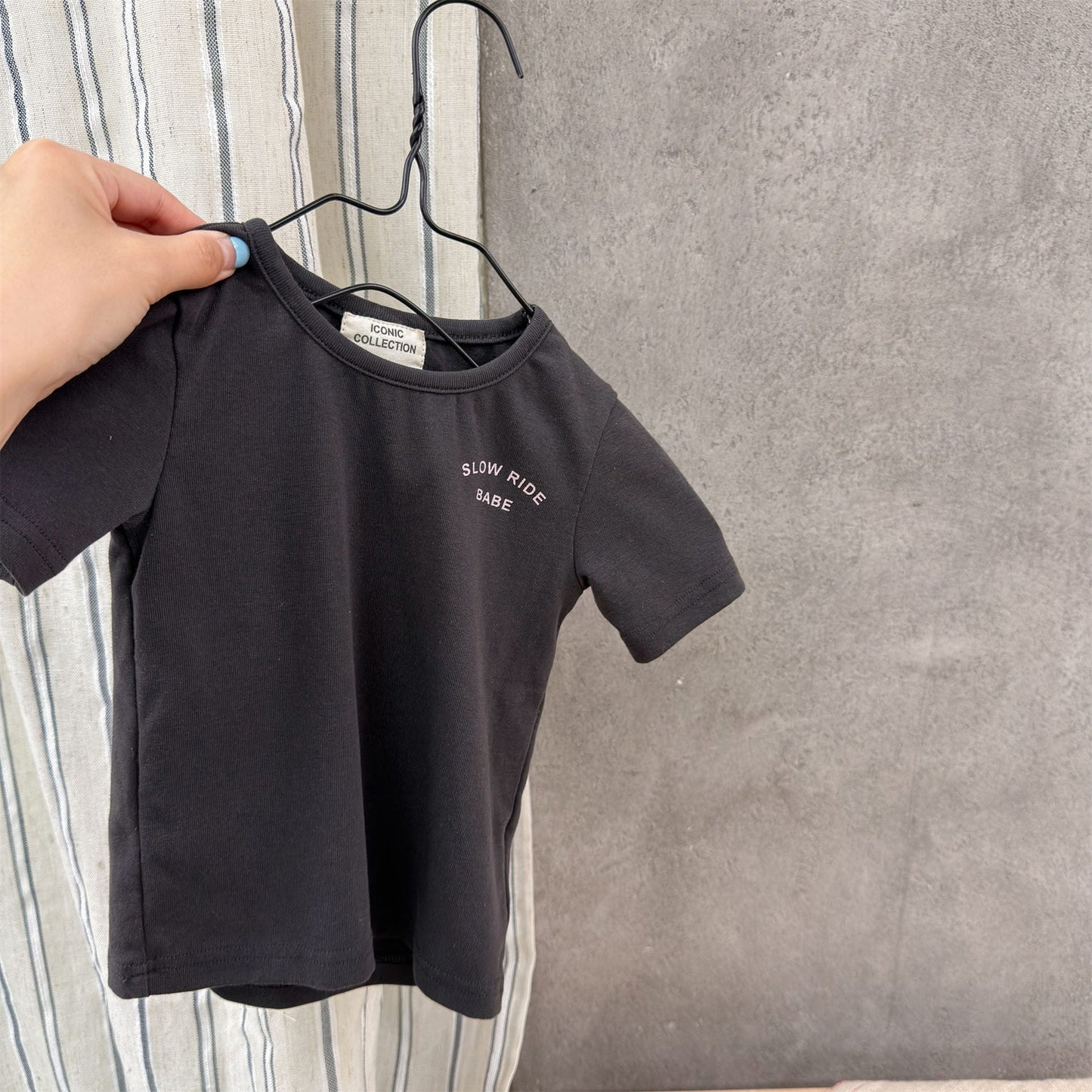 ワンポイントロゴ チェック 半袖Tシャツ【mh0013711】 Dark Gray / 80cm ADbaby 半袖Tシャツ