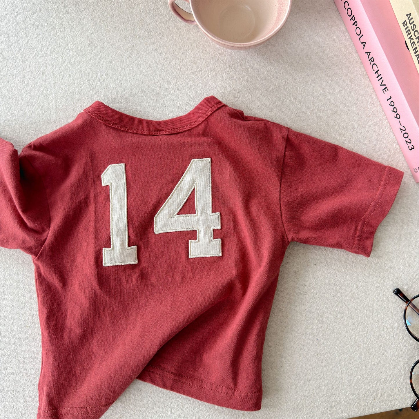 レターロゴプリント 半袖Tシャツ アメカジ【mh0013715】 Red / 80cm ADbaby 半袖Tシャツ