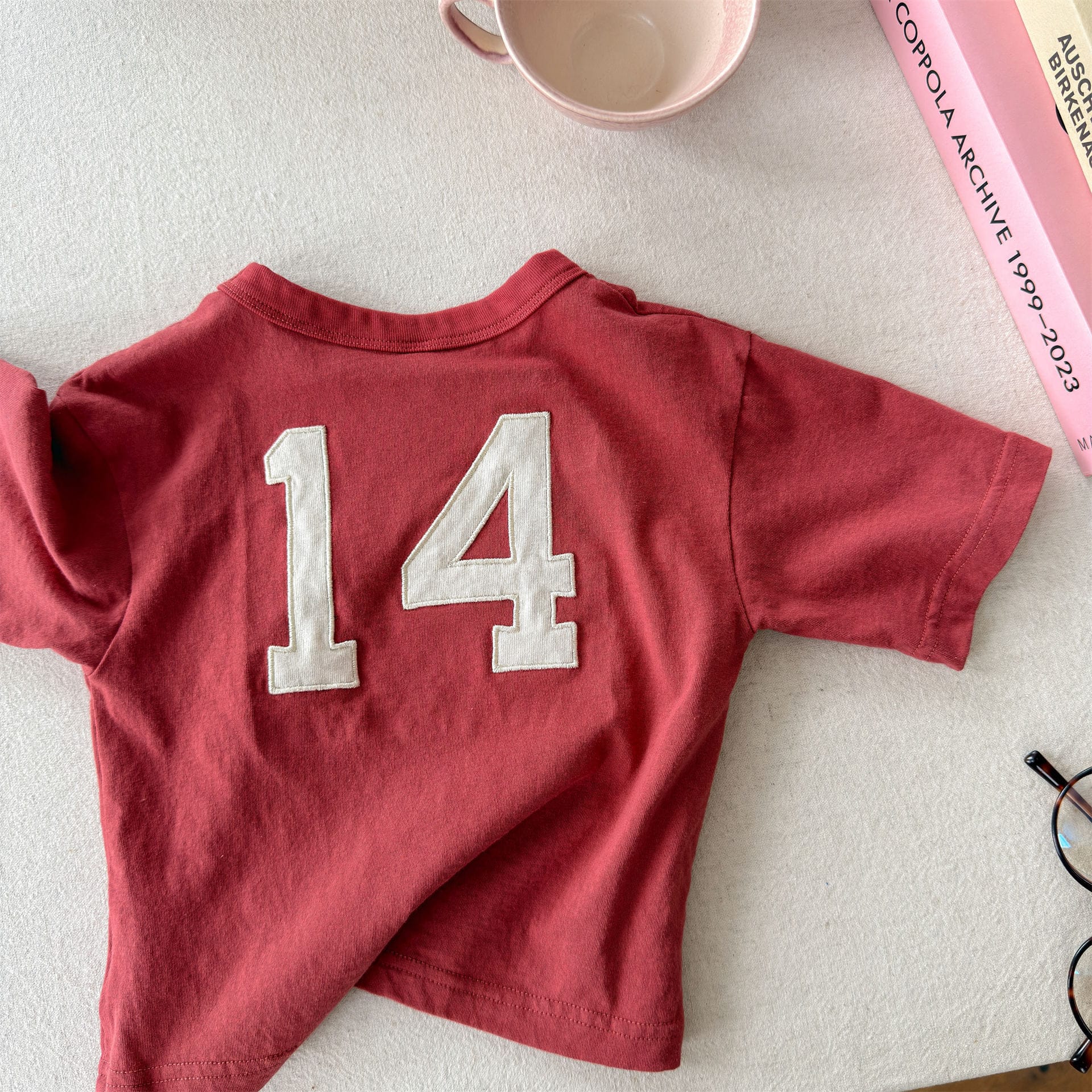 レターロゴプリント 半袖Tシャツ アメカジ【mh0013715】 Red / 80cm ADbaby 半袖Tシャツ