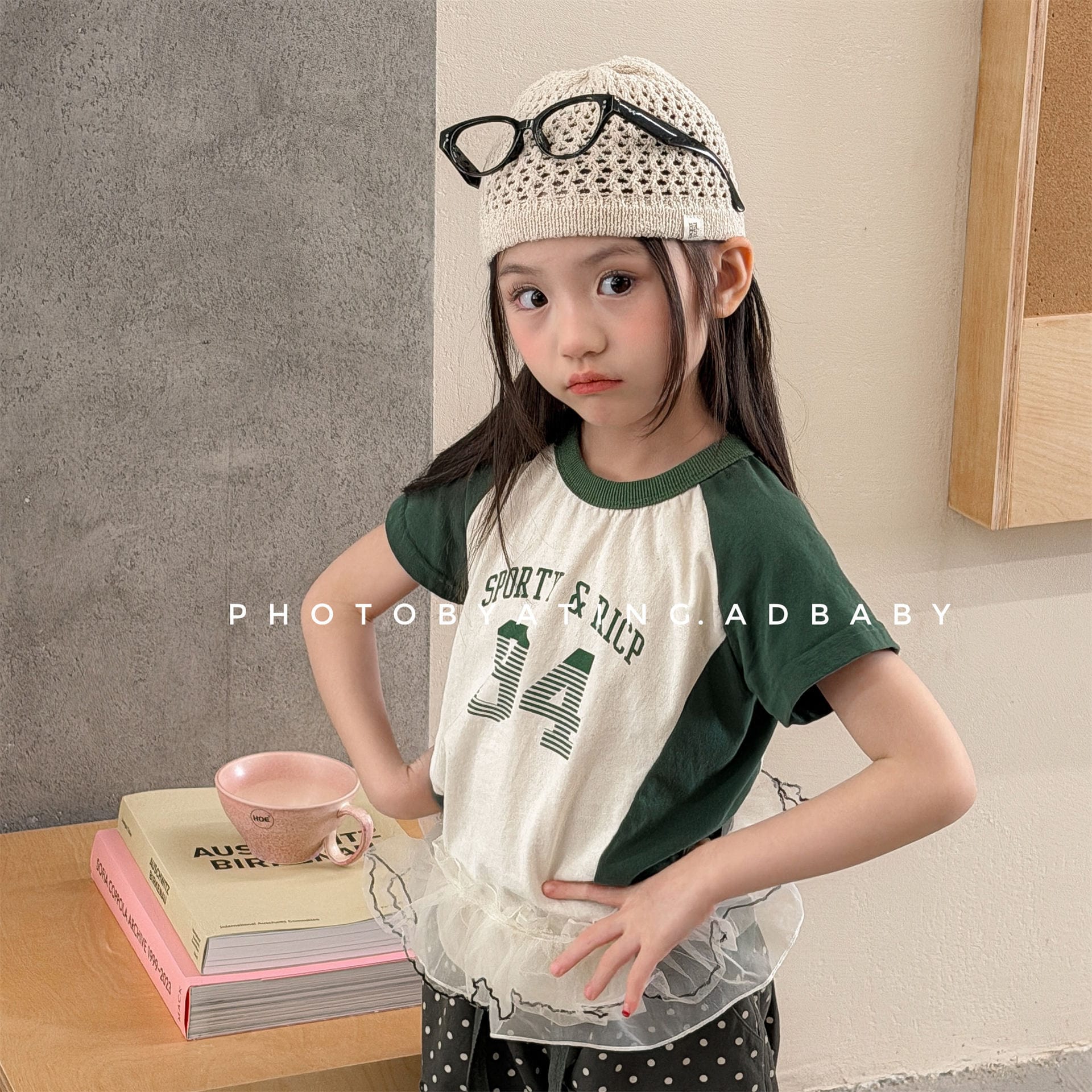 レターロゴプリント ラグラン半袖Tシャツ【mh0013719】 ADbaby 半袖Tシャツ