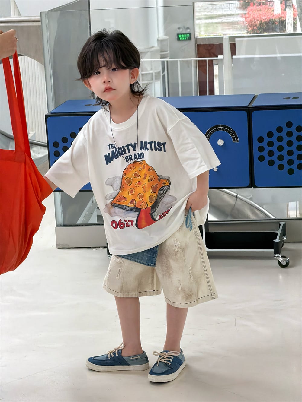 ルーズシルエット マッシュルームプリント 半袖Tシャツ【mh0013730】 MEEGO JAM 半袖Tシャツ
