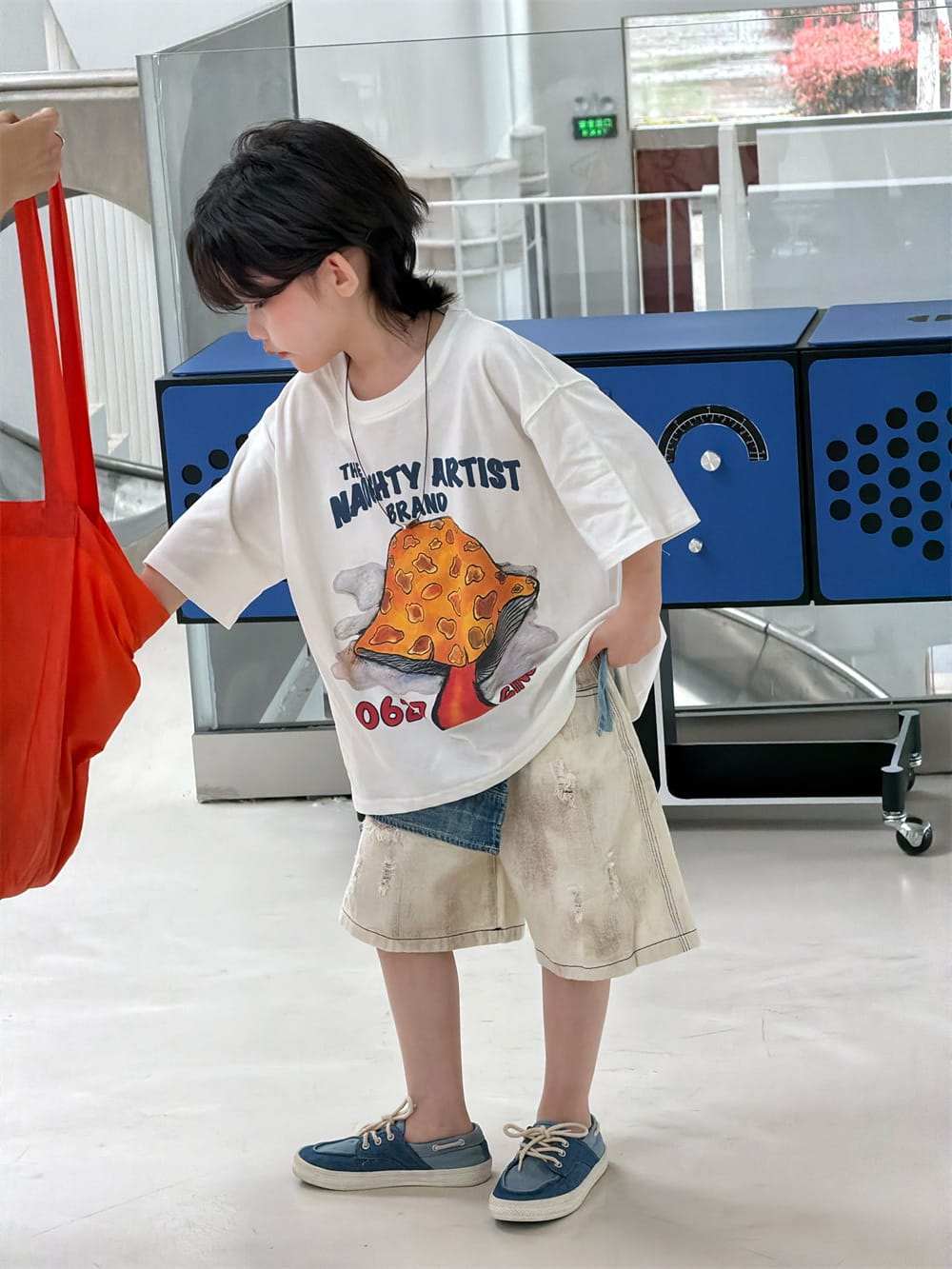 ルーズシルエット マッシュルームプリント 半袖Tシャツ【mh0013730】 MEEGO JAM 半袖Tシャツ