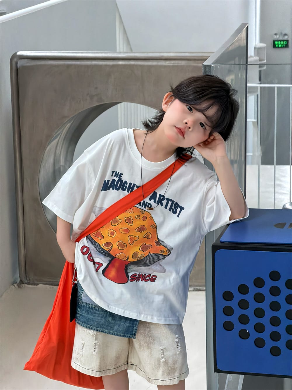 ルーズシルエット マッシュルームプリント 半袖Tシャツ【mh0013730】 MEEGO JAM 半袖Tシャツ