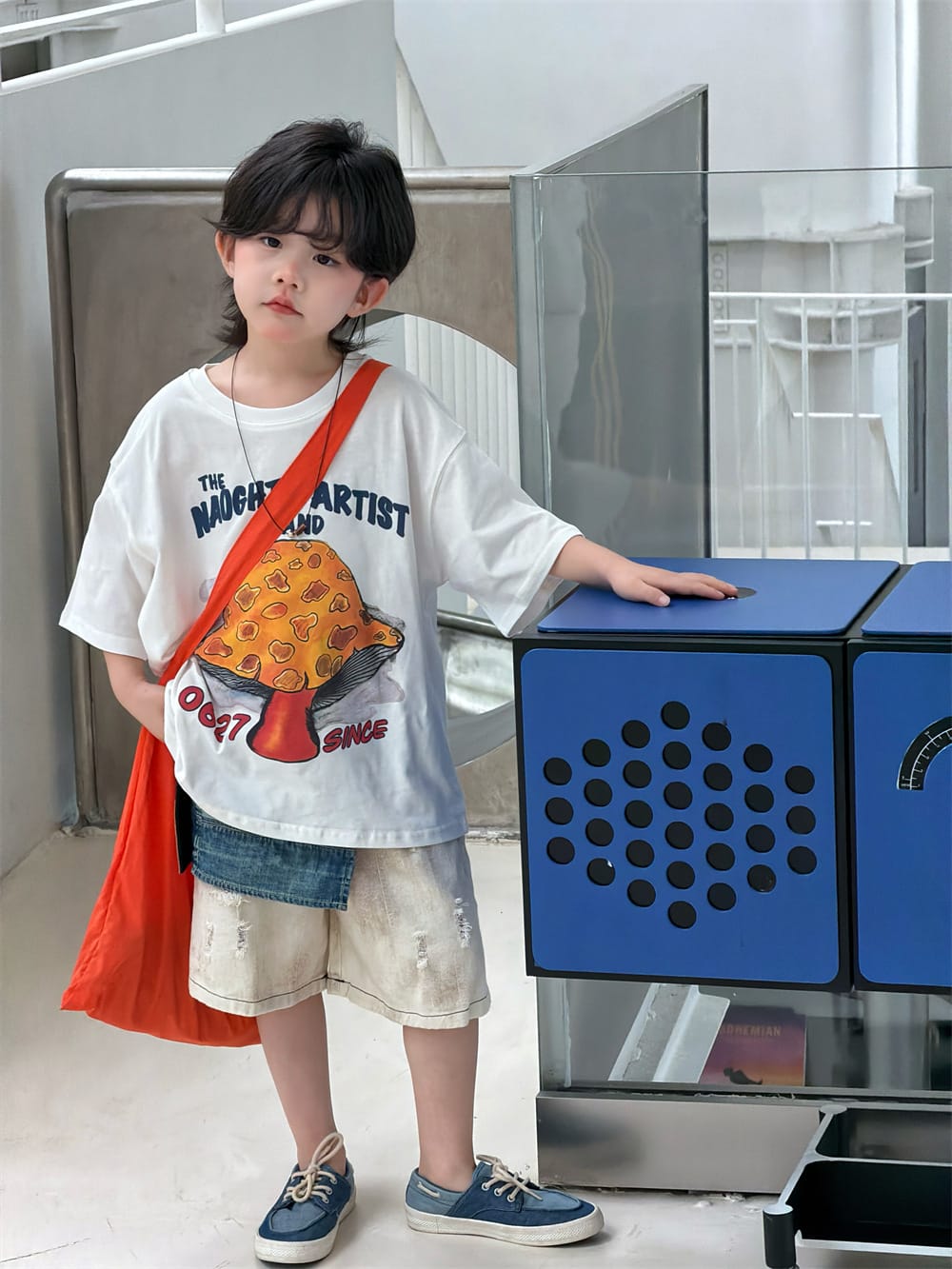 ルーズシルエット マッシュルームプリント 半袖Tシャツ【mh0013730】 MEEGO JAM 半袖Tシャツ
