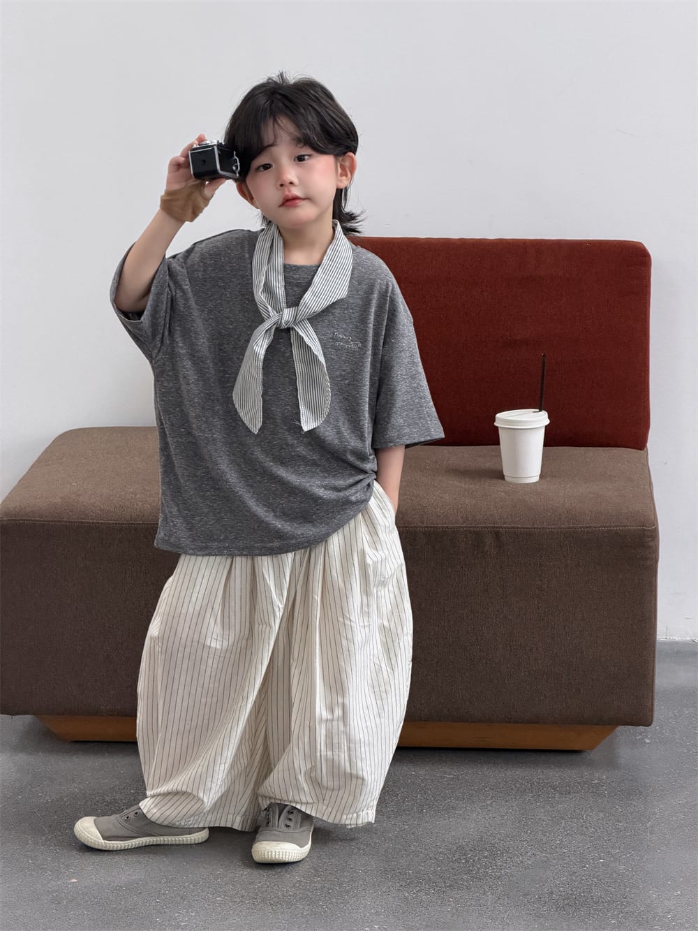 刺繍ロゴ ルーズシルエット 半袖Tシャツ ネックチーフセット【mh0013738】 MEEGO JAM 半袖Tシャツ