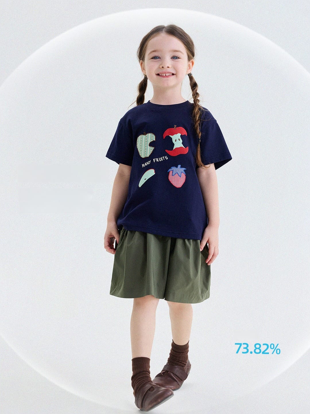 アップリケ パッチワーク 星 フルーツ クルーネック 半袖Tシャツ【mh0013743】 yunerma 半袖Tシャツ