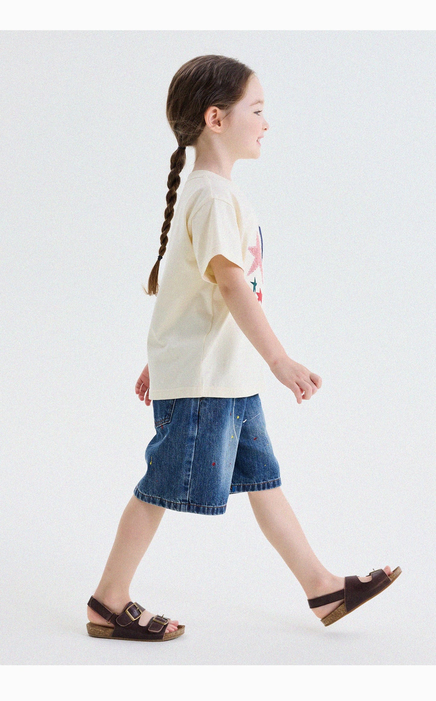アップリケ パッチワーク 星 フルーツ クルーネック 半袖Tシャツ【mh0013743】 yunerma 半袖Tシャツ