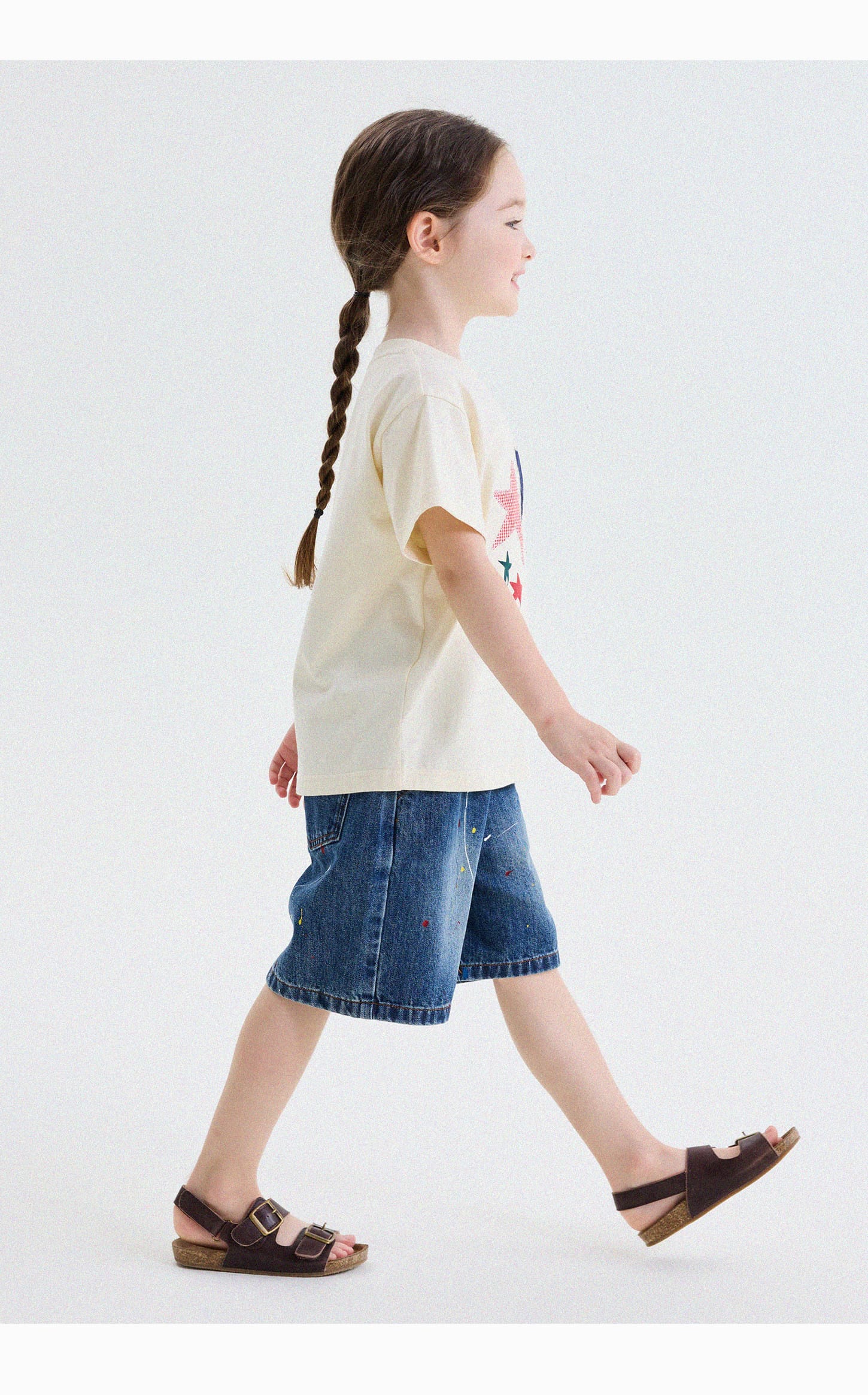 アップリケ パッチワーク 星 フルーツ クルーネック 半袖Tシャツ【mh0013743】 yunerma 半袖Tシャツ