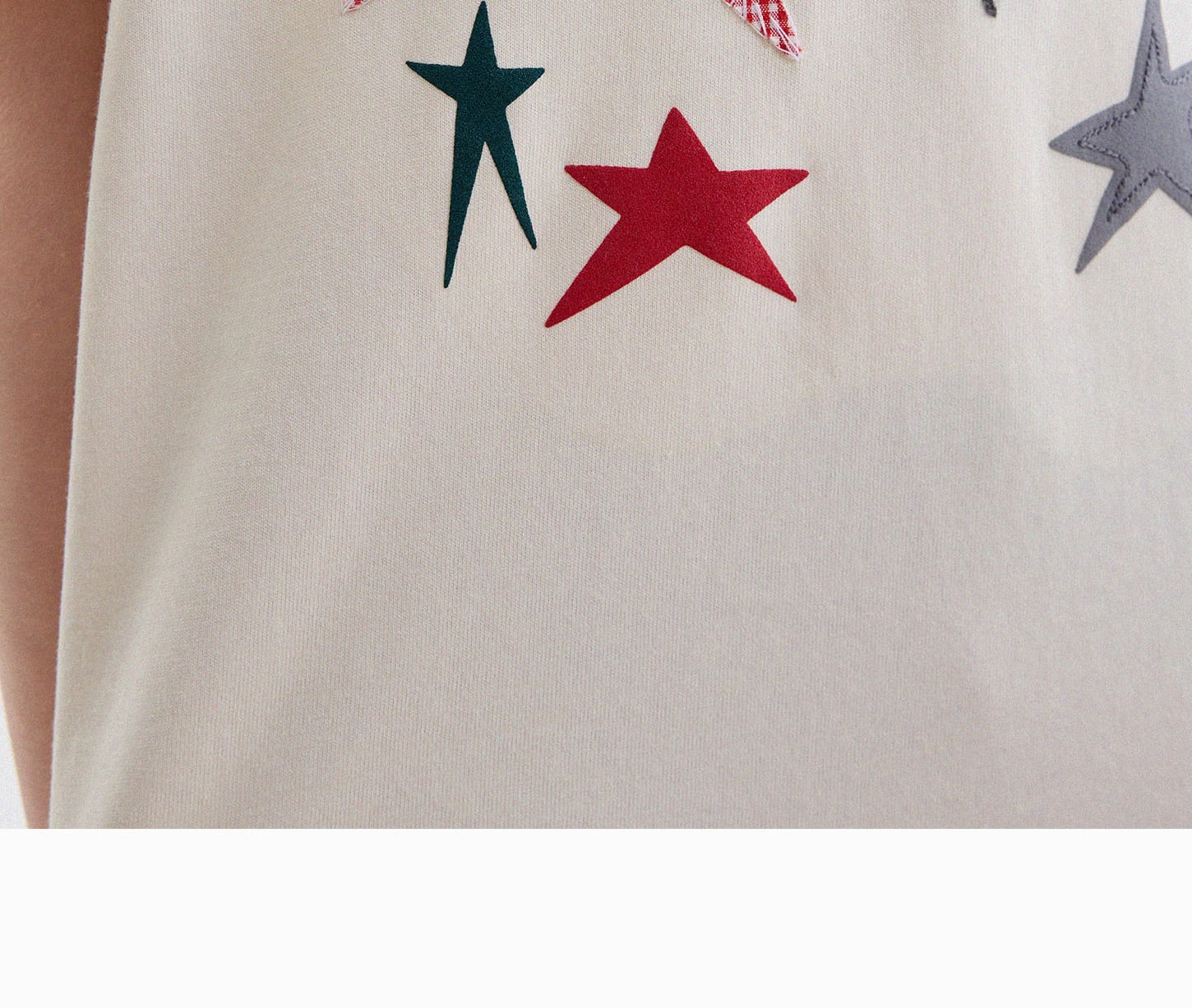 アップリケ パッチワーク 星 フルーツ クルーネック 半袖Tシャツ【mh0013743】 yunerma 半袖Tシャツ