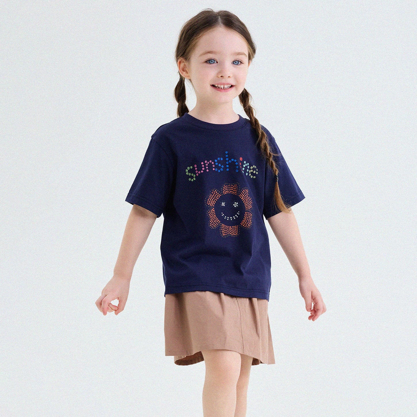 フラワー カラフル ドット プリント ルーズ 半袖Tシャツ【mh0013747】 Navy Blue / 80cm yunerma 半袖Tシャツ