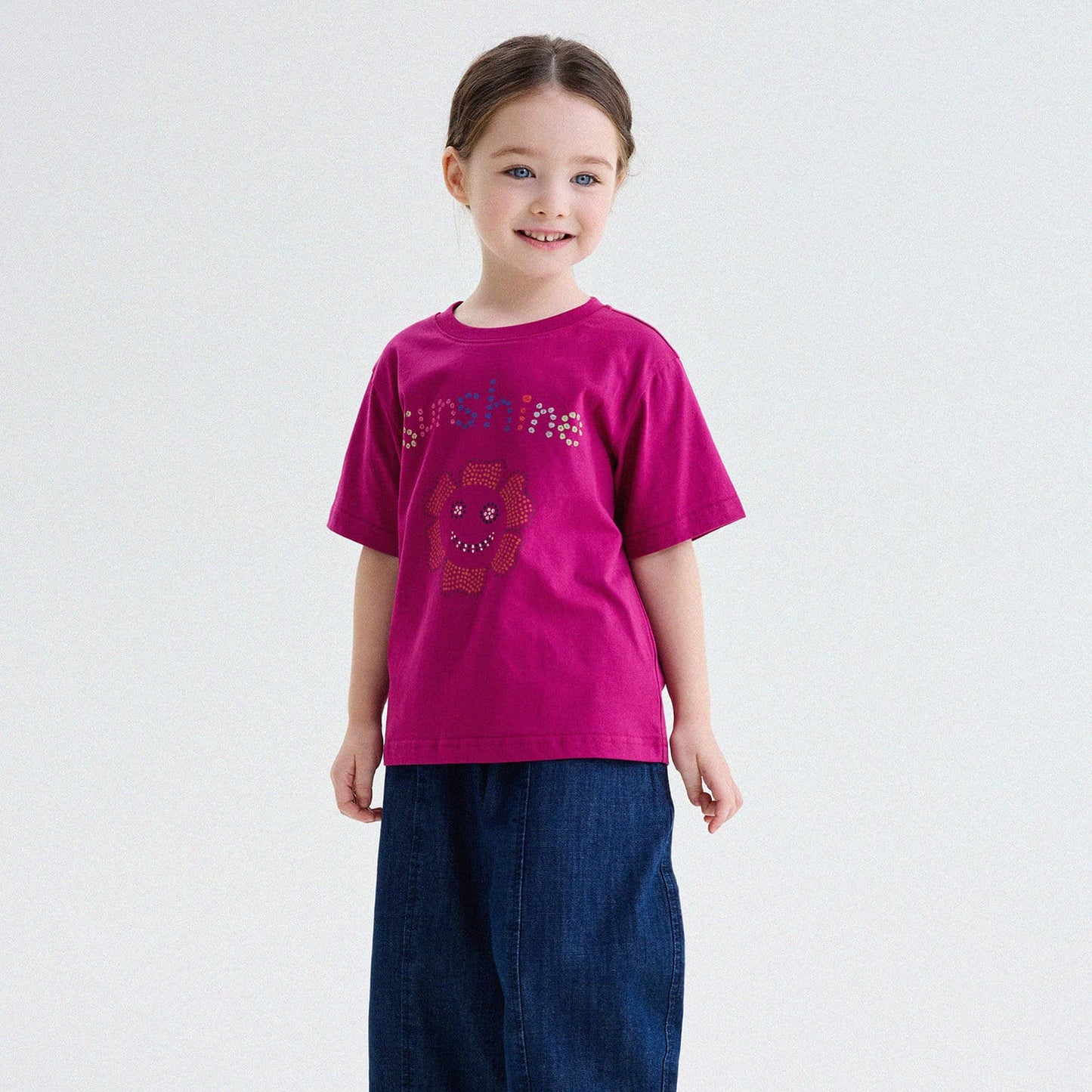 フラワー カラフル ドット プリント ルーズ 半袖Tシャツ【mh0013747】 Pink Purple / 80cm yunerma 半袖Tシャツ