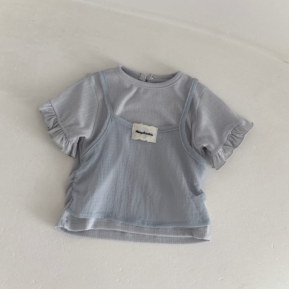 配色デザイン ティアードフリル 半袖Tシャツ【mh0013804】 mamahalo kids 半袖Tシャツ