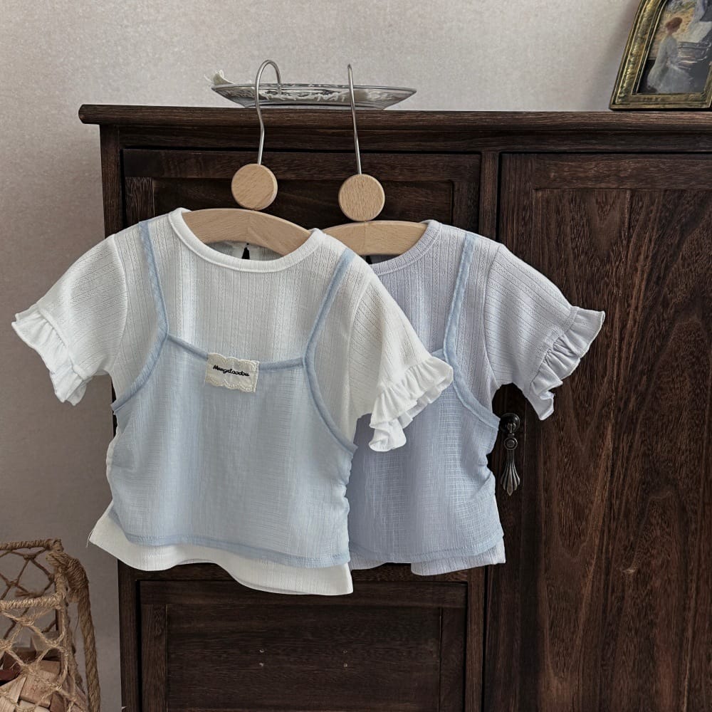 配色デザイン ティアードフリル 半袖Tシャツ【mh0013804】 mamahalo kids 半袖Tシャツ