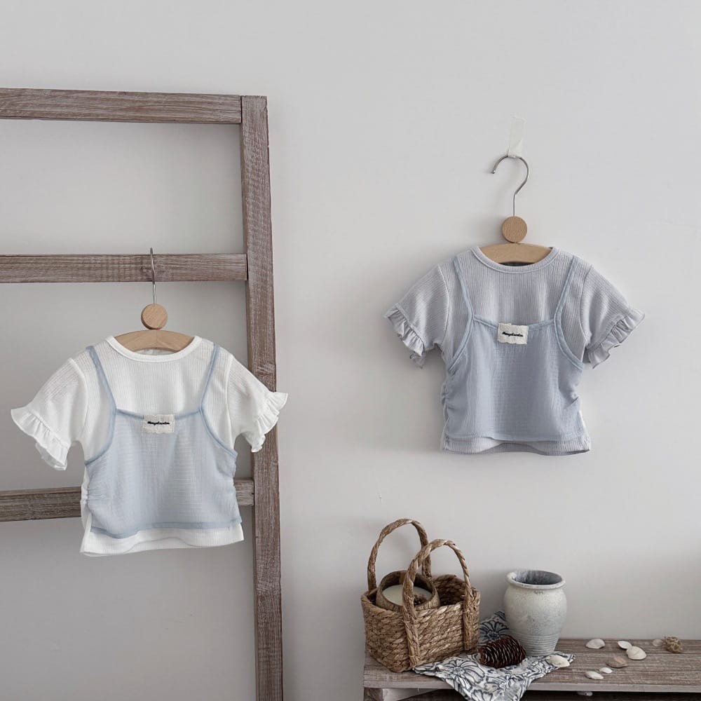 配色デザイン ティアードフリル 半袖Tシャツ【mh0013804】 mamahalo kids 半袖Tシャツ