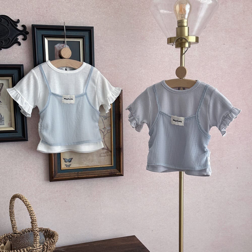配色デザイン ティアードフリル 半袖Tシャツ【mh0013804】 mamahalo kids 半袖Tシャツ