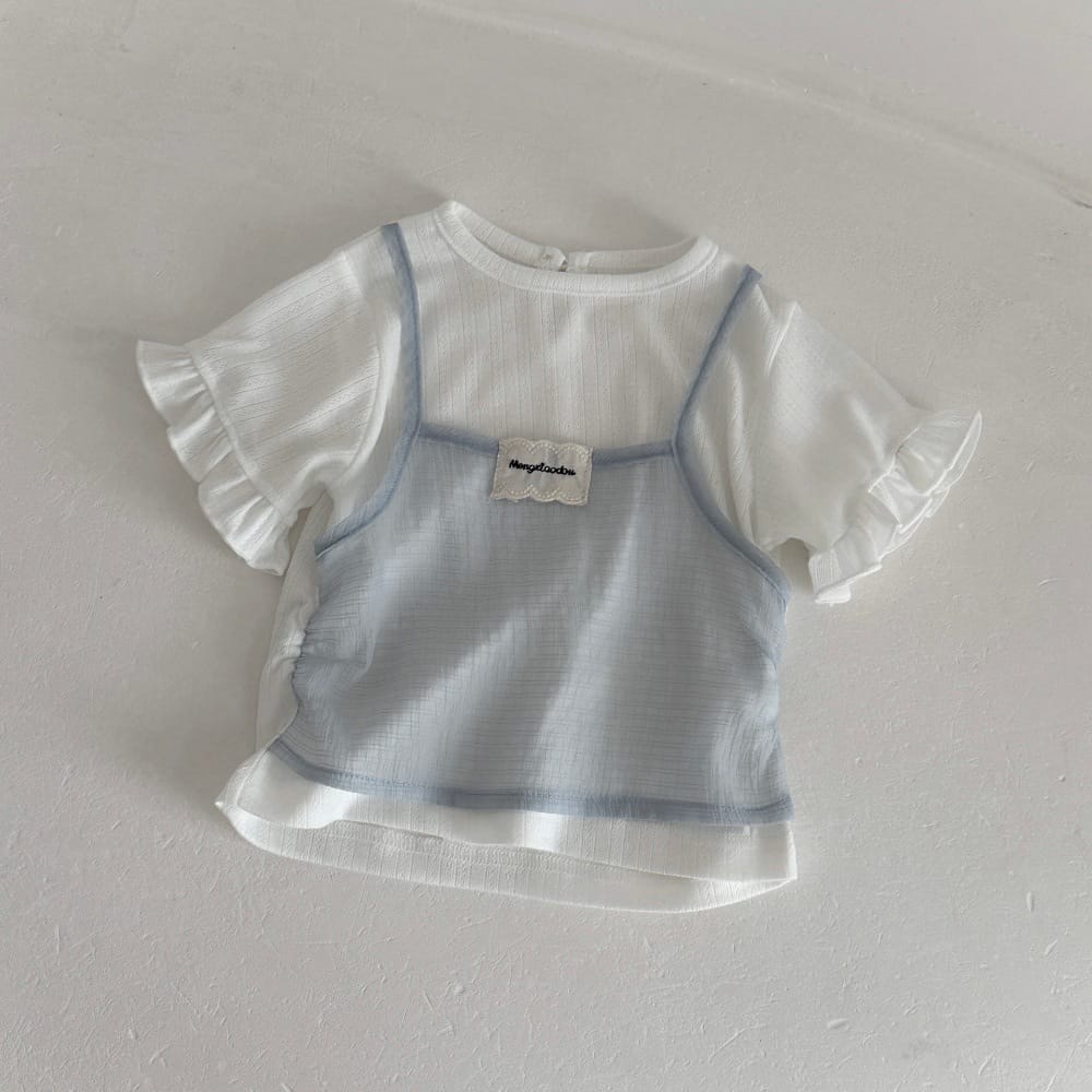 配色デザイン ティアードフリル 半袖Tシャツ【mh0013804】 White / 73cm mamahalo kids 半袖Tシャツ