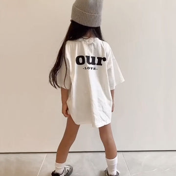 キッズ アルファベットプリント バックプリント ルーズ 半袖Tシャツ【mh0013814】 ANKRT 半袖Tシャツ