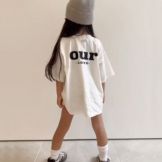 キッズ アルファベットプリント バックプリント ルーズ 半袖Tシャツ【mh0013814】 ANKRT 半袖Tシャツ