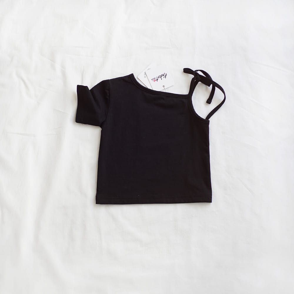 キッズ アシンメトリー ワンショルダー リボン 半袖Tシャツ【mh0013815】 ANKRT 半袖Tシャツ