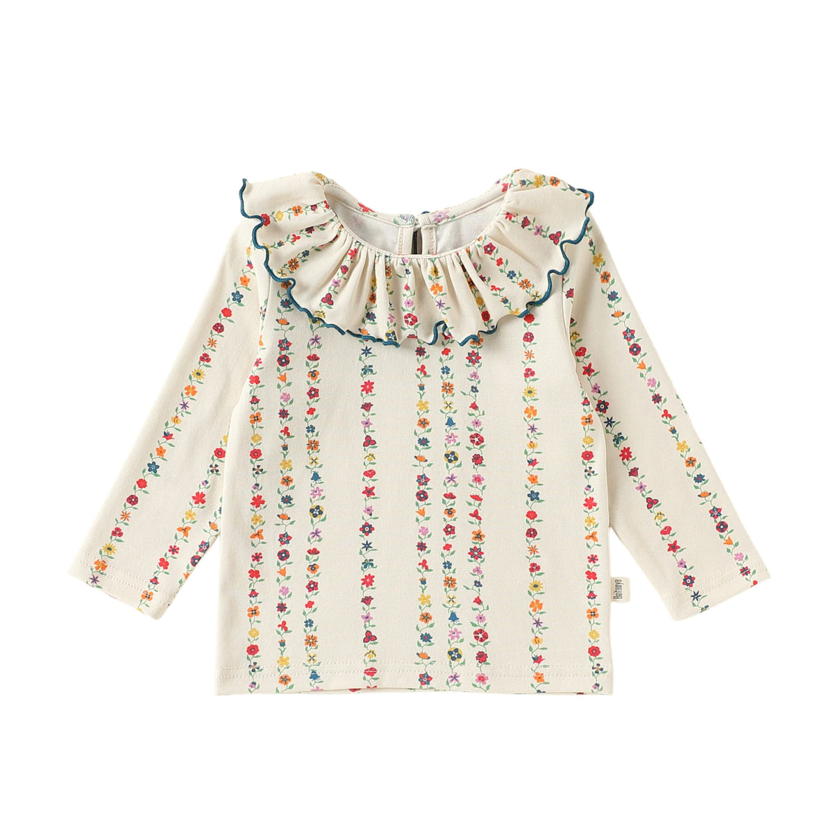 ベビー フラワー柄 ラッフルカラー 長袖 ロンパース Tシャツ クロップドパンツ【mh0013946】 Tops / 73cm Beitaoya 長袖セットアップ