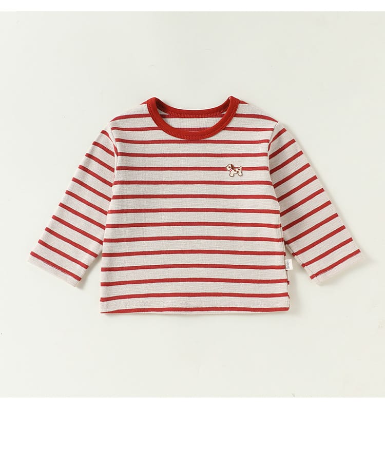 ベビー キッズ ボーダー 犬モチーフ 長袖Tシャツ サロペットパンツ【mh0013952】 Beitaoya 長袖セットアップ