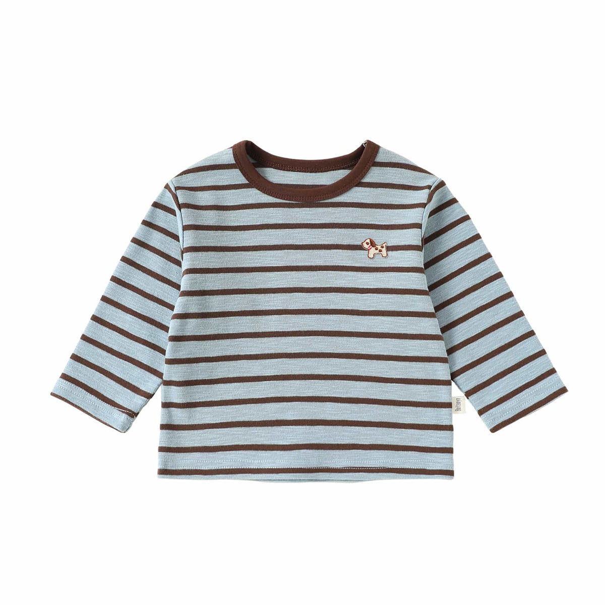 ベビー キッズ ボーダー 犬モチーフ 長袖Tシャツ サロペットパンツ【mh0013952】 Blue Tops / 73cm Beitaoya 長袖セットアップ