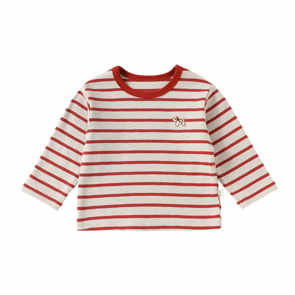 ベビー キッズ ボーダー 犬モチーフ 長袖Tシャツ サロペットパンツ【mh0013952】 Red Tops / 73cm Beitaoya 長袖セットアップ