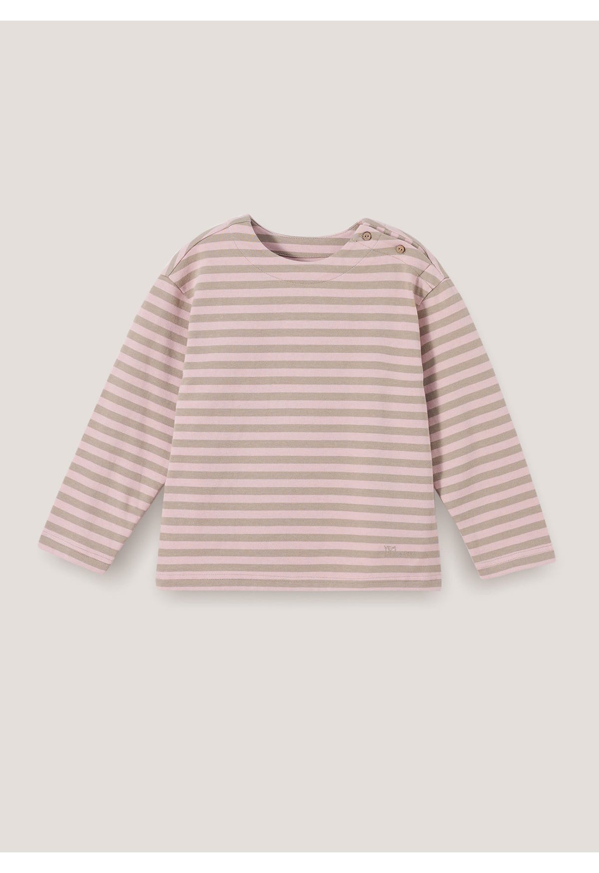 ボーダー長袖Tシャツ（ピンク×ラベンダー）平置き